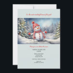 Happy Snowman Einladung<br><div class="desc">Eine schneebedeckte Winterveranstaltung mit einem lächelnden Schneemann in Hut und Schal. Geeignet für die meisten Winterfeiern. (Bild von Pix). Die Karte lässt sich leicht mit Ihren Formulierungen, Schriftart und Schriftart anpassen. Nicht genau das, was Sie suchen? Alle unsere Produkte können auf Ihre Bedürfnisse zugeschnitten werden, ohne Aufpreis. Kontaktieren Sie uns...</div>