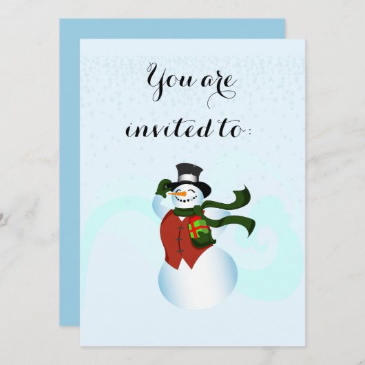 Happy Snowman Einladung (Vorne/Hinten)