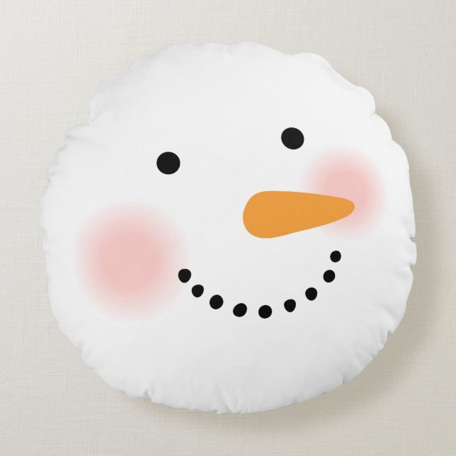 Happy Snowman Face Holiday Rundes Kissen (Vorderseite)