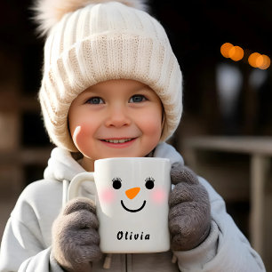 Happy Snowman Face Individuelle Name Girl Holiday Kaffeetasse