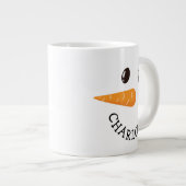 Happy Snowman Face Individuelle Name Holiday Gift  Jumbo-Tasse (Vorderseite Rechts)
