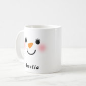 Happy Snowman Face Individuelle Name Holiday Kaffeetasse (Vorderseite Links)