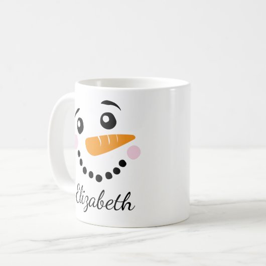 Happy Snowman Face Kaffeetasse (Vorderseite Links)