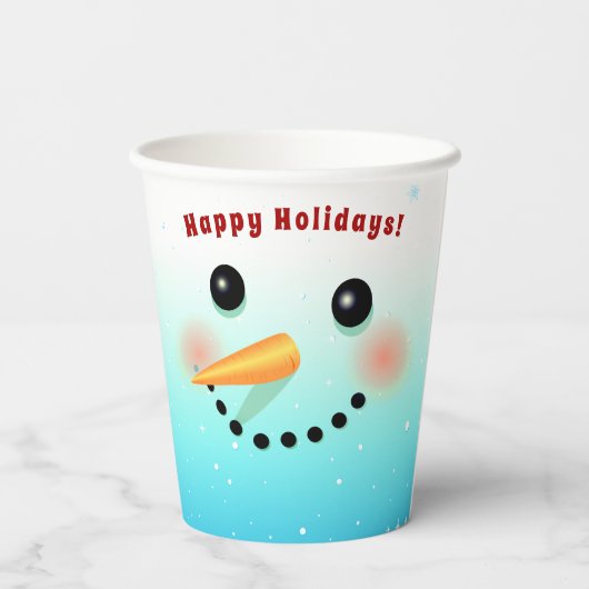 Happy Snowman Face Pappbecher (Rückseite)