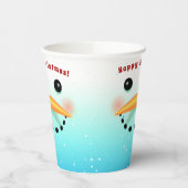 Happy Snowman Face Pappbecher (Links)