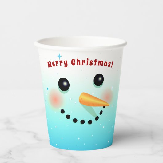 Happy Snowman Face Pappbecher (Vorderseite)
