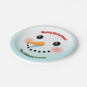 Happy Snowman Face Pappteller (Schrägansicht)