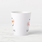 Happy Snowman Face Personalisiert Name Holiday Milchtasse (Vorderseite)