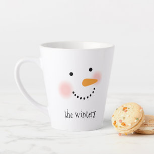 Happy Snowman Face Personalisiert Name Holiday Milchtasse