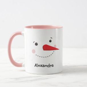 Happy Snowman Face Personalisiert Name Holiday Tasse