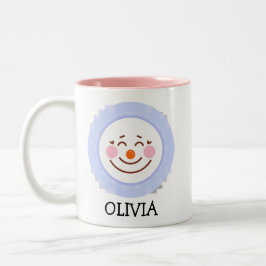 Happy Snowman Face Personalisiert Name Holiday Two Zweifarbige Tasse