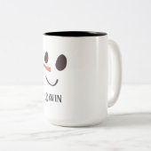 Happy Snowman Face Personalisiert Name Holiday Two Zweifarbige Tasse (VorderseiteRechts)