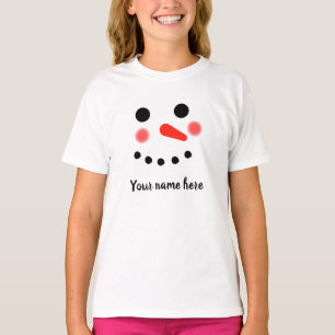 Happy Snowman Face Personalisiert Name T - Shirt