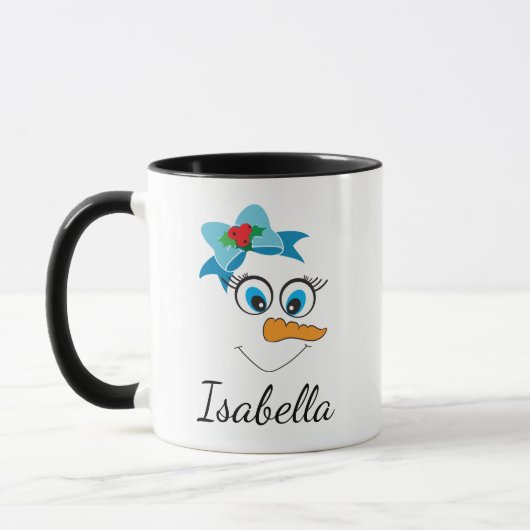 Happy Snowman Face Personalisiert Name Weihnachtsn Tasse (Links)