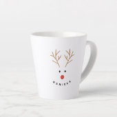 Happy Snowman Face Personalisiert Text Latte Tasse (Rechte Ecke)