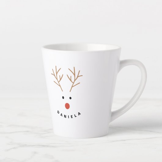 Happy Snowman Face Personalisiert Text Latte Tasse (Rechts)