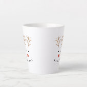 Happy Snowman Face Personalisiert Text Latte Tasse (Vorderseite)