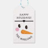 Happy Snowman Face Personalisierter Feiertag Name Geschenkanhänger (Rückseite)