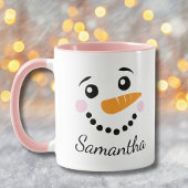 Happy Snowman Face Personalisierter Name Weihnacht Kaffeetasse
