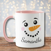 Happy Snowman Face Personalisierter Name Weihnacht Kaffeetasse