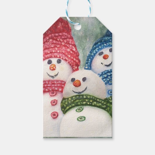 HAPPY SNOWMAN FAMILY Gift Tag Geschenkanhänger (Vorderseite)