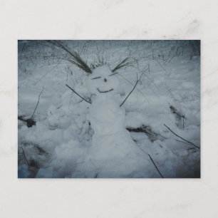 Happy Snowman Foto Postcard Postkarte