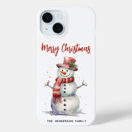 Happy Snowman Frohe Weihnachten Custom Familiennam Case-Mate iPhone Hülle