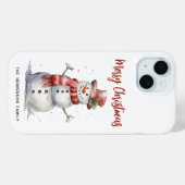Happy Snowman Frohe Weihnachten Custom Familiennam Case-Mate iPhone Hülle (Rückseite (Horizontal))