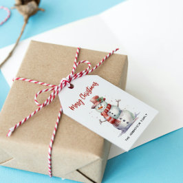 Happy Snowman Frohe Weihnachten Custom Familiennam Geschenkanhänger