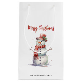 Happy Snowman Frohe Weihnachten Custom Familiennam Kleine Geschenktüte