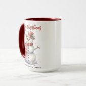 Happy Snowman Frohe Weihnachten Custom Familiennam Tasse (Vorderseite Links)
