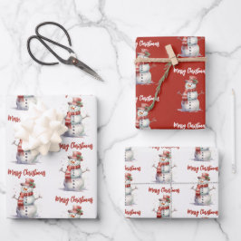 Happy Snowman Frohe Weihnachten Geschenkpapier Set
