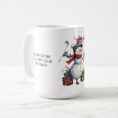 Happy Snowman Golfer Weihnachts-Tasse Kaffeetasse (Vorderseite Links)