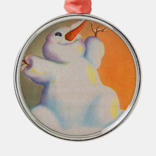 happy snowman greets the morning ornament aus metall