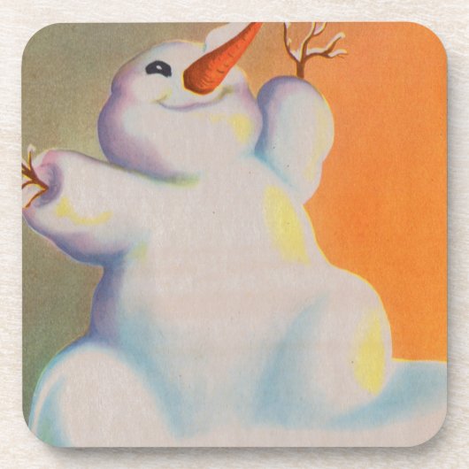 Happy Snowman grüßt den Morgen Getränkeuntersetzer (Vorderseite)