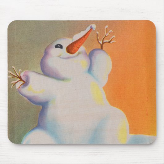 Happy Snowman grüßt den Morgen Mousepad (Vorne)
