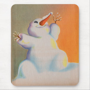 Happy Snowman grüßt den Morgen Mousepad