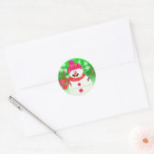 Happy Snowman Holiday Round Sticker (Umschlag)