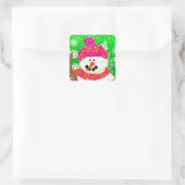 Happy Snowman Holiday Square Sticker (Tasche)