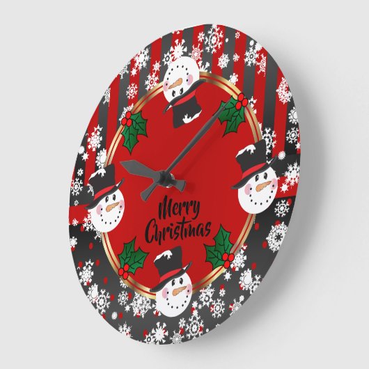 Happy Snowman Holidays Große Wanduhr (Winkel)