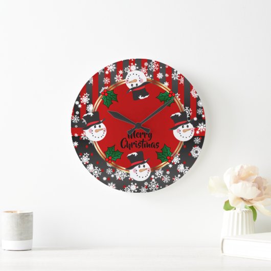 Happy Snowman Holidays Große Wanduhr (Zuhause)