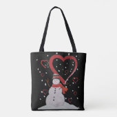 Happy Snowman im Schnee mit Herzen. Tasche (Rückseite)