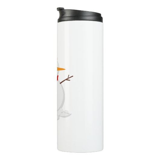 Happy Snowman in a Santa Hat Thermosbecher (Nach rechts gedreht)