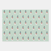 Happy Snowman in Mint Wrapping Paper Set 3 Geschenkpapier Set (Vorderseite 3)