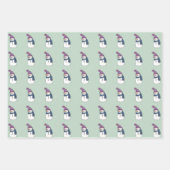 Happy Snowman in Mint Wrapping Paper Set 3 Geschenkpapier Set (Vorderseite)