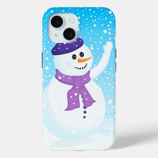 Happy Snowman iPhone 15 Case-Mate Hülle (Rückseite)
