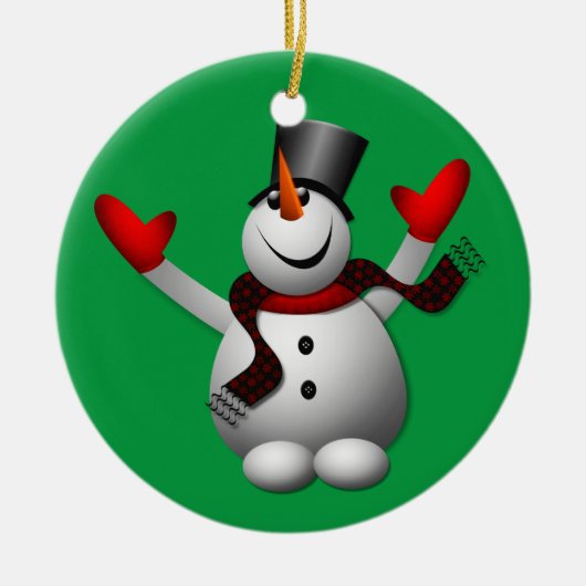 Happy Snowman Keramikornament (Vorne)