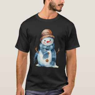 Happy Snowman Lächeln mit Carrot Nose Scarf Winter T-Shirt