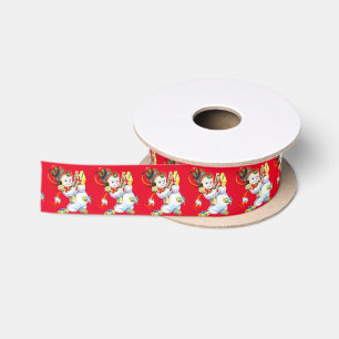 Happy Snowman mit Geschenken in seinen Armen mit e Satinband