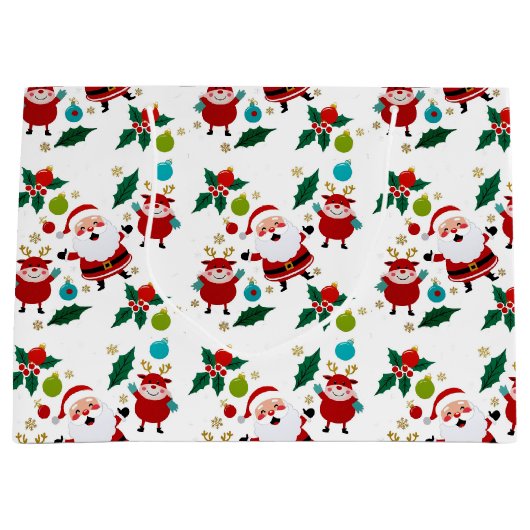 Happy Snowman mit Geschenken Weihnachten Große Geschenktüte (Vorderseite)